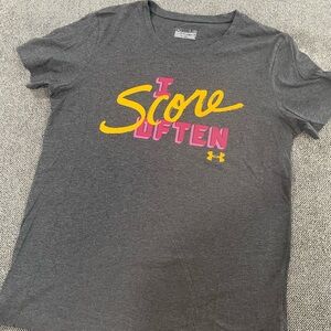 Under Armour Charcoal Gray Short-Sleeve Tee with Pink & Yellow Graphic